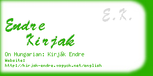endre kirjak business card